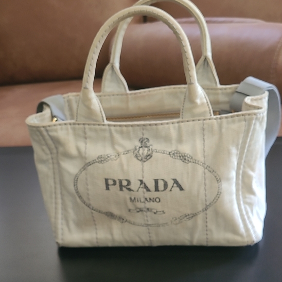 Prada White Canapa Tote - Picture 1 of 16